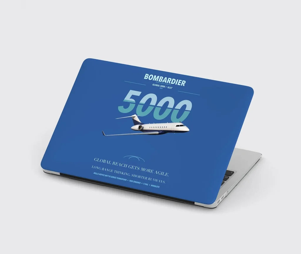 Bombardier Global 5000 design on blue MacBook case