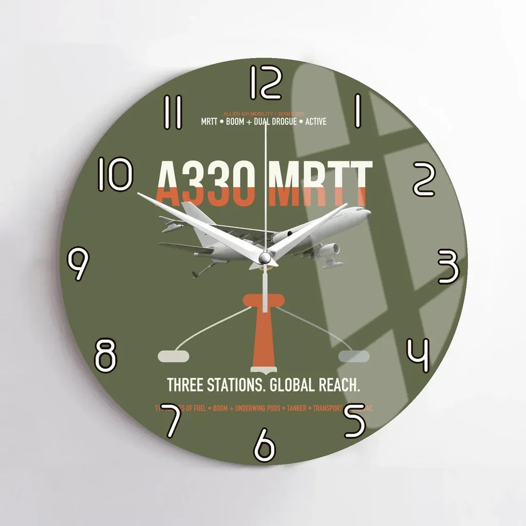 Airbus A330 MRTT design on green army no frame wall clock