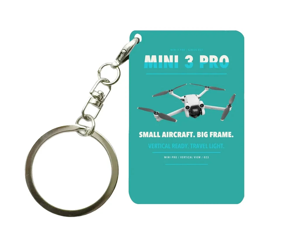DJI Mini 3 Pro Key Chain design on turquoise key chain