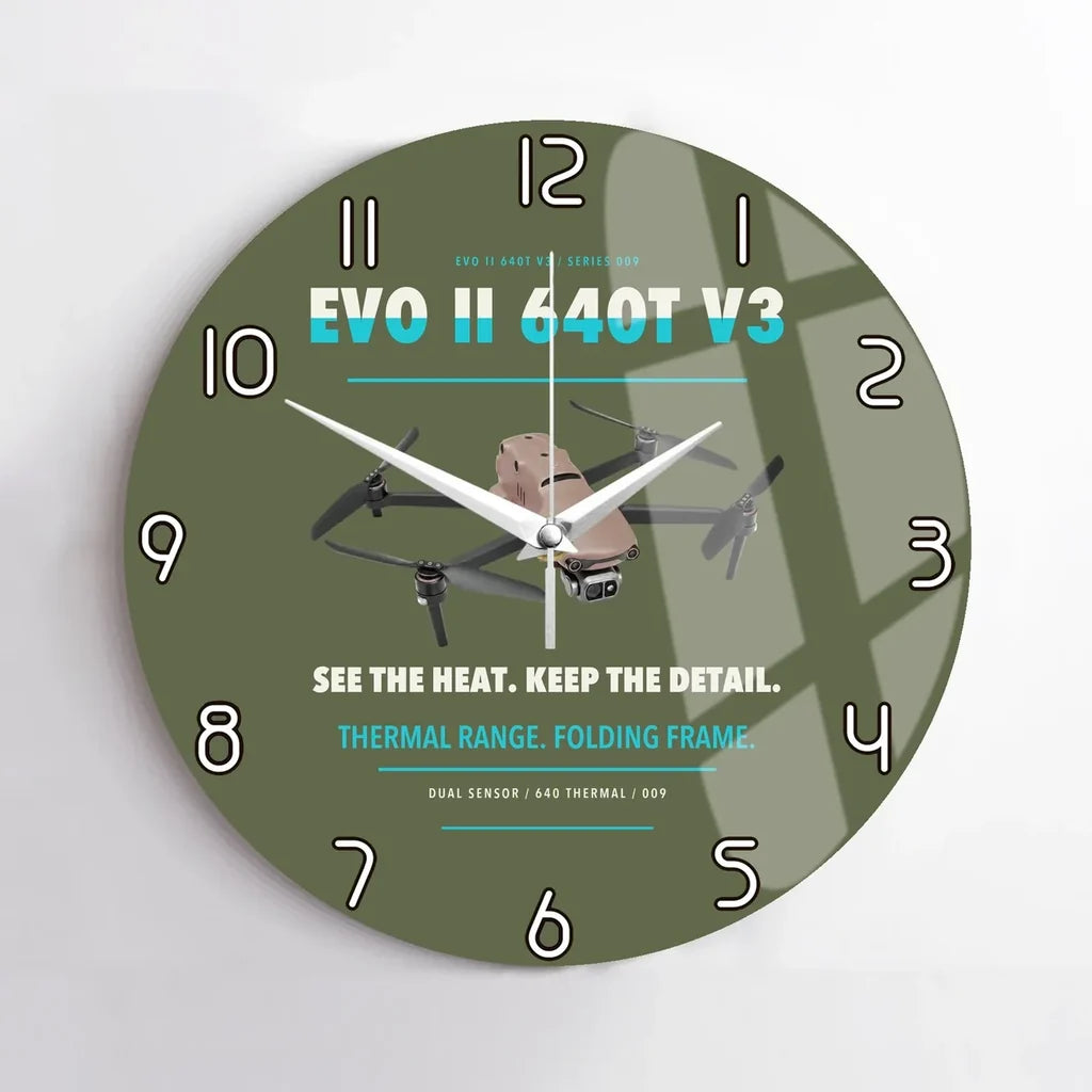 Autel EVO II Dual 640T V3 design on green army no frame wall clock