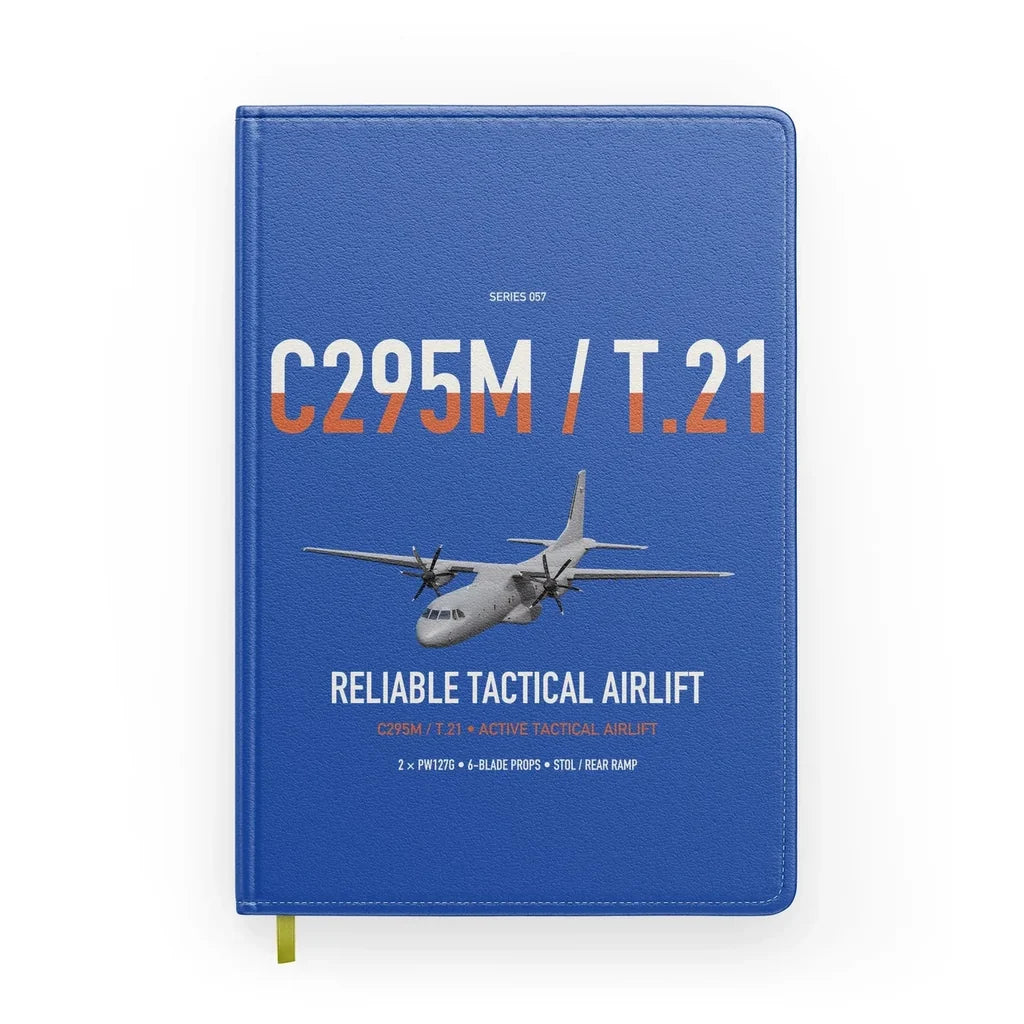 Airbus C295M T.21 design on blue notebook