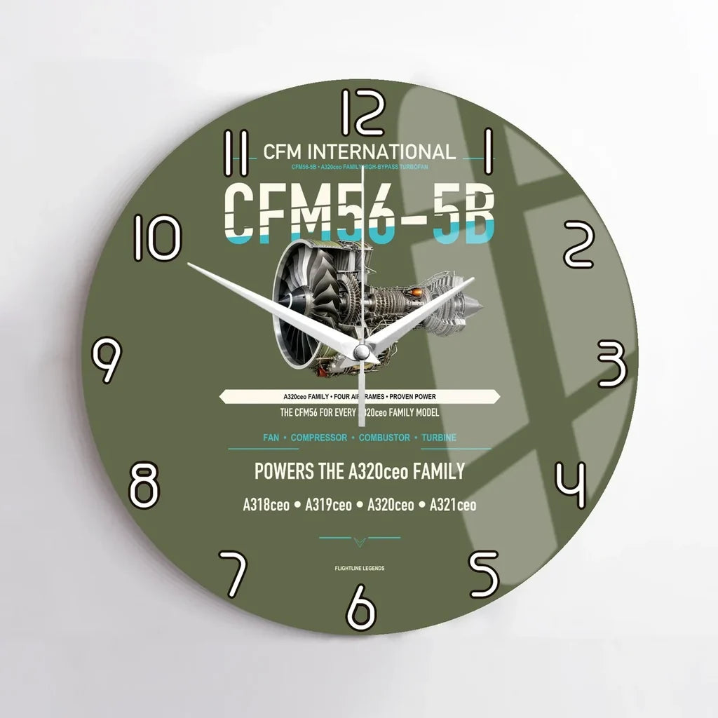 CFM56-5B design on green army no frame wall clock