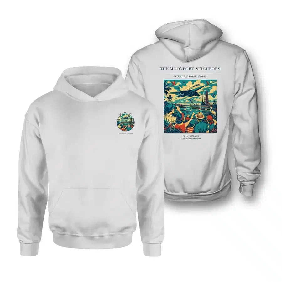 VINTAGE G4129 - The Moonport Neighbors - Double-Side Hoodie design on white double side