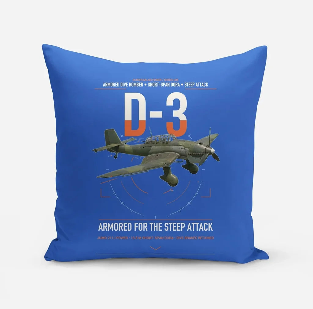 Junkers Ju 87D-3 design on blue pillow