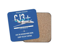 Thumbnail for Cessna Citation CJ3+ design on blue 1 piece coaster