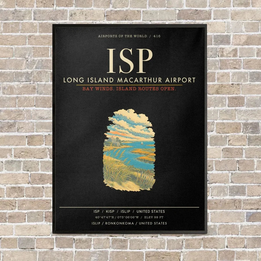Long Island MacArthur Airport ISP - Canvas Framed - Black