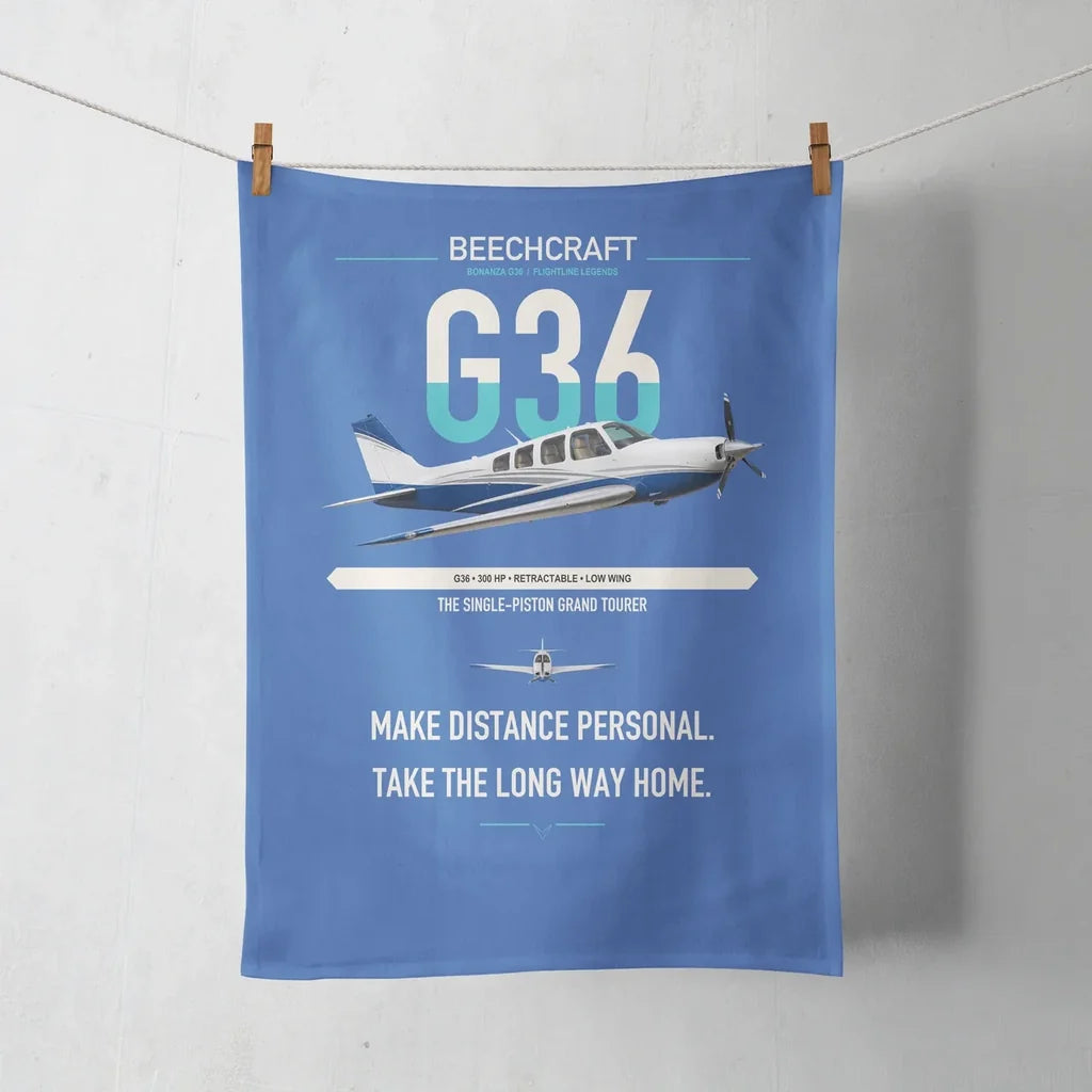 Beechcraft Bonanza G36 design on blue towel