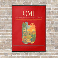 Thumbnail for University of Illinois Willard Airport CMI vertical canvas print - framed - red background