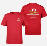 Thumbnail for Piper J-3 Cub design on red t-shirt, double-side print