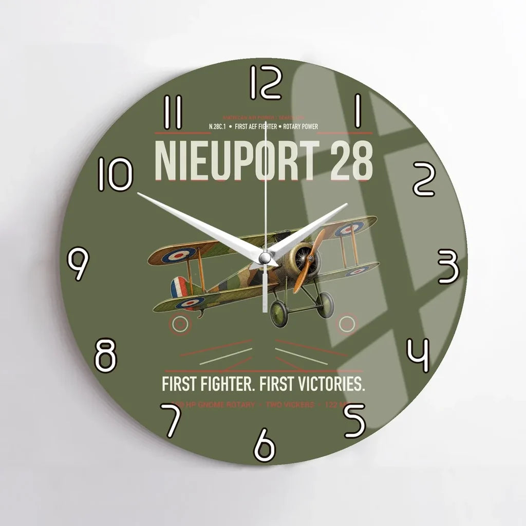 Nieuport 28C.1 design on green army no frame wall clock