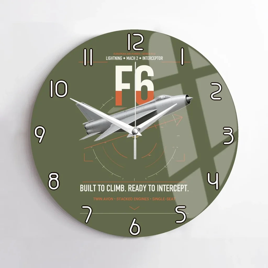 English Electric Lightning F6 design on green army no frame wall clock