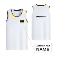 Thumbnail for Embraer & Text Designed Basketball Style Sports Tank Tops - view 15
