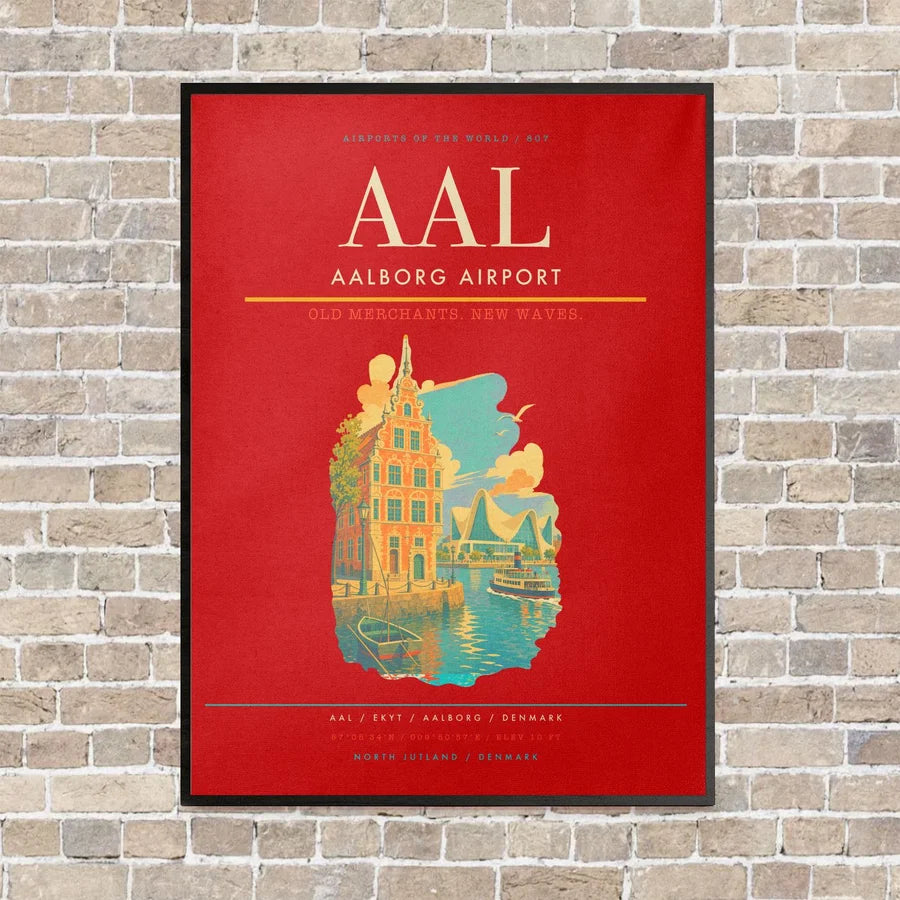 Aalborg Airport AAL - Canvas Framed - Red