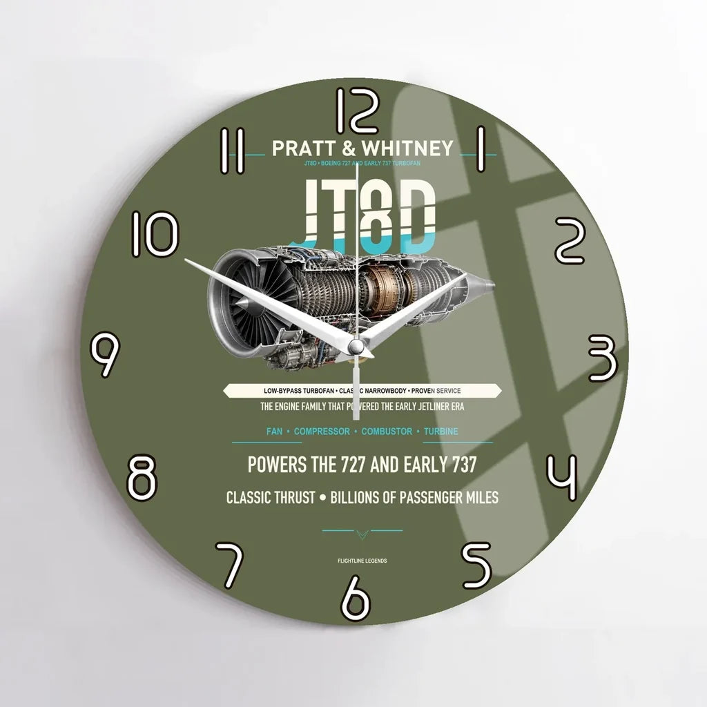 JT8D design on green army no frame wall clock