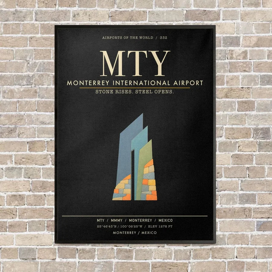 Monterrey International Airport MTY - Canvas Framed - Black