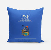 Thumbnail for Palm Springs International Airport (PSP) design on blue pillow