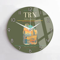 Thumbnail for Turin Airport (TRN) design on green army no frame wall clock