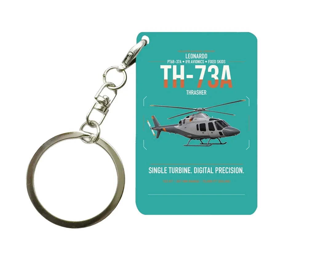 Leonardo TH-73A Thrasher design on turquoise designed key chain, double-side print