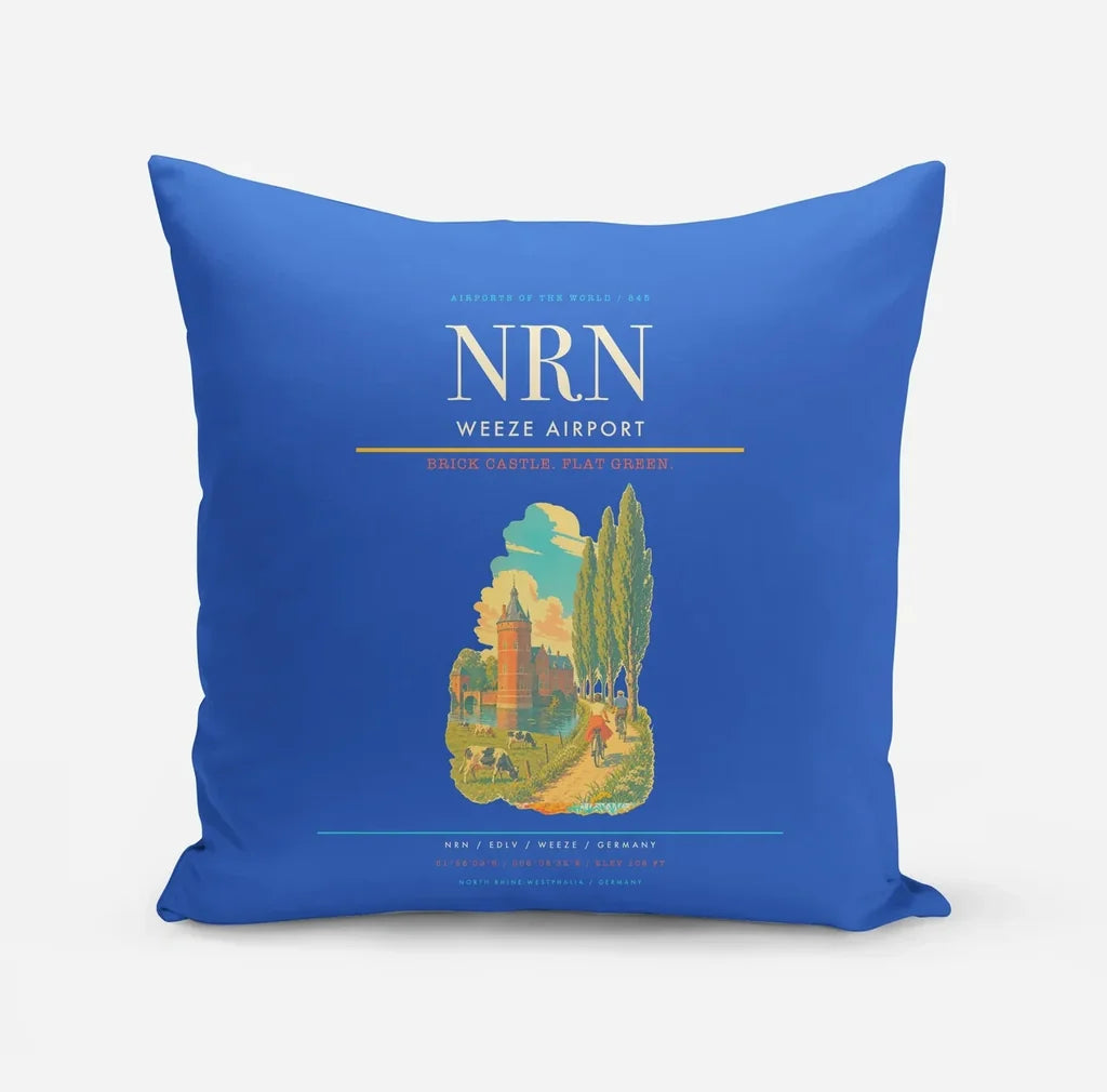 Weeze Airport (NRN) design on blue pillow