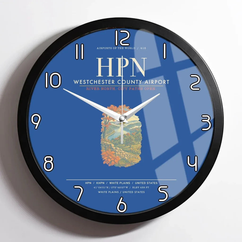 Westchester County Airport HPN Wall-Clock Framed - Blue