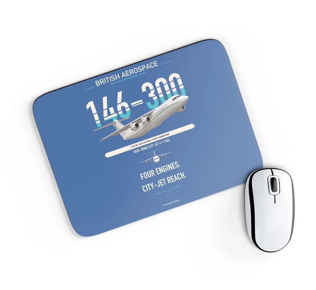 BAe 146-300 design on blue rectangle mouse pad