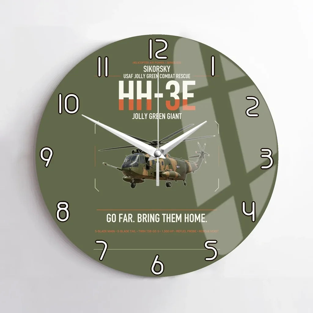 Sikorsky HH-3E Jolly Green Giant design on green army no frame wall clock