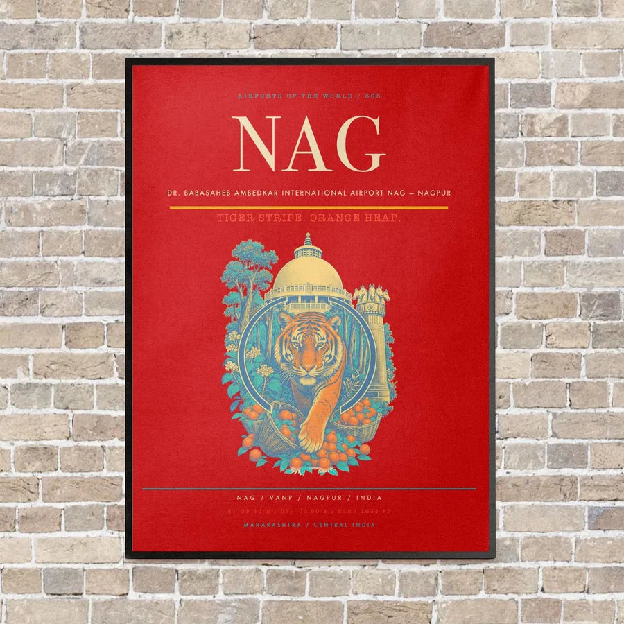 Dr. Babasaheb Ambedkar International Airport NAG — Nagpur vertical canvas print - framed - red background
