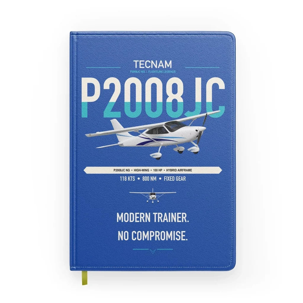 Tecnam P2008JC NG design on blue notebook