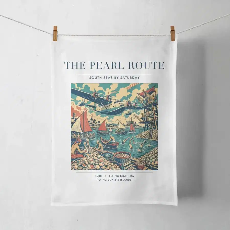 VINTAGE G4072 - The Pearl Route - Designed Towels design on white