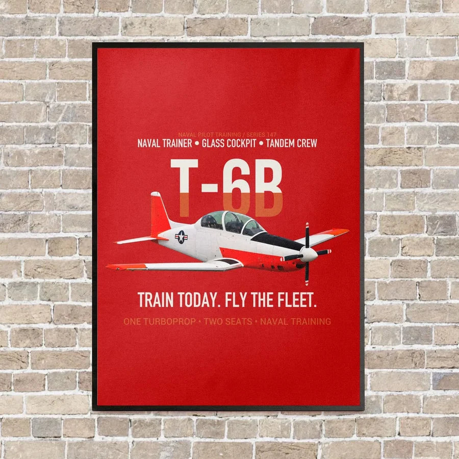 T-6B Texan II Naval Aviator Training vertical canvas print - framed - red background