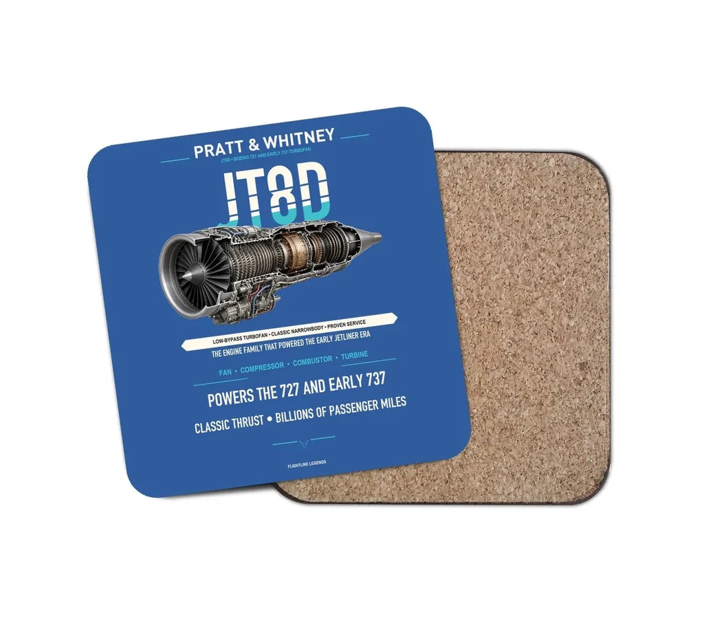 JT8D design on blue 1 piece coaster