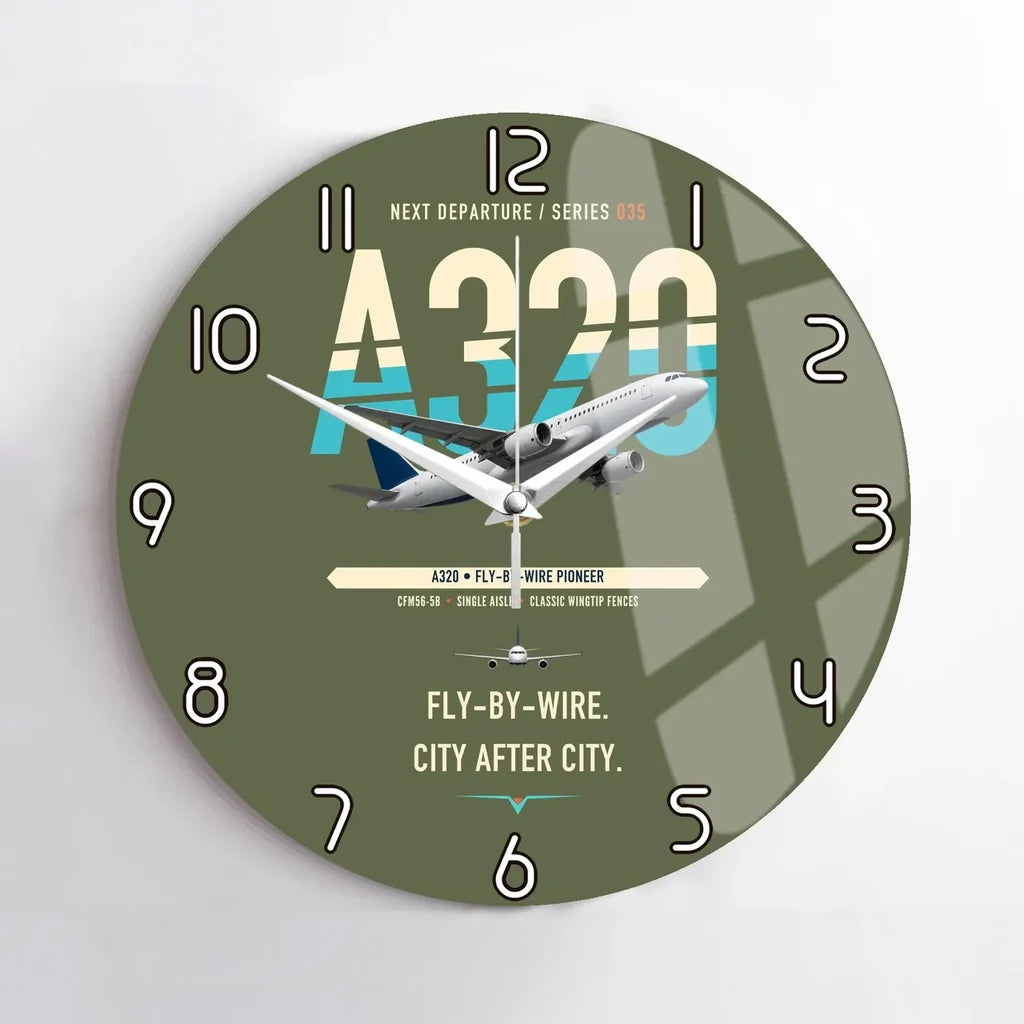 Airbus A320 design on green army no frame wall clock