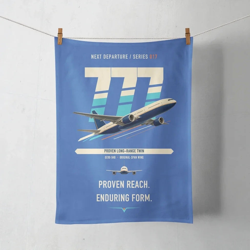 Boeing 777-200ER design on blue towel