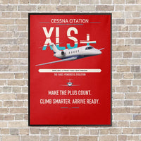 Thumbnail for Cessna Citation XLSPlus vertical canvas print - framed - red background