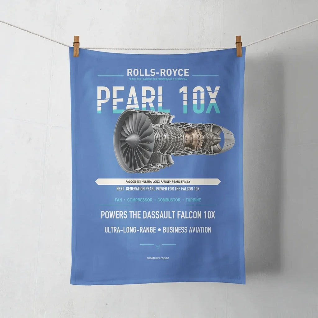 PEARL 10X design on blue towel