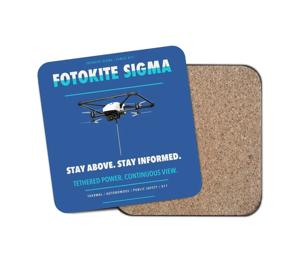 Fotokite Sigma design on blue 1 piece coaster