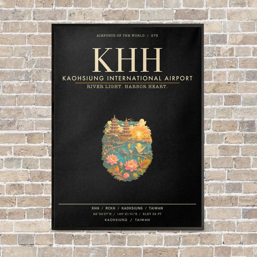 Kaohsiung International Airport KHH - Canvas Framed - Black