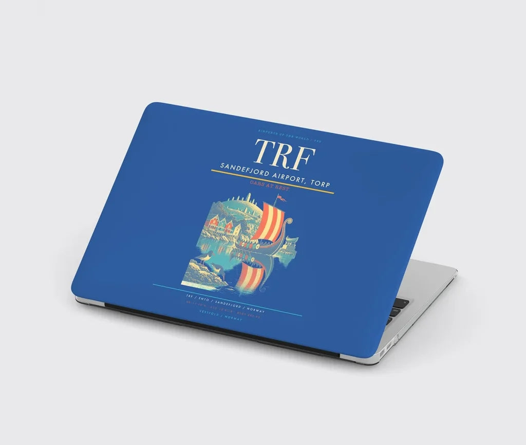Sandefjord Airport, Torp (TRF) design on blue MacBook case