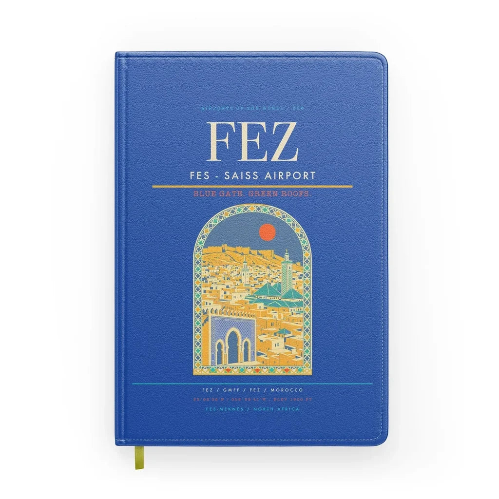 Fes (FEZ) design on blue notebook