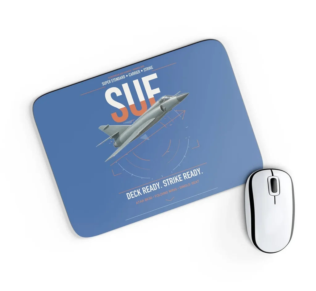 Dassault Super Étendard design on blue rectangle mouse pad