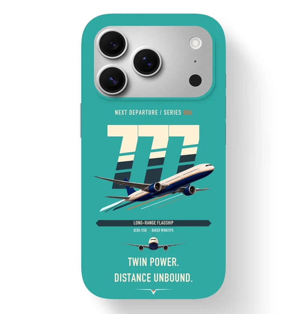 Boeing 777-300ER design on turquoise magsafe iphone case
