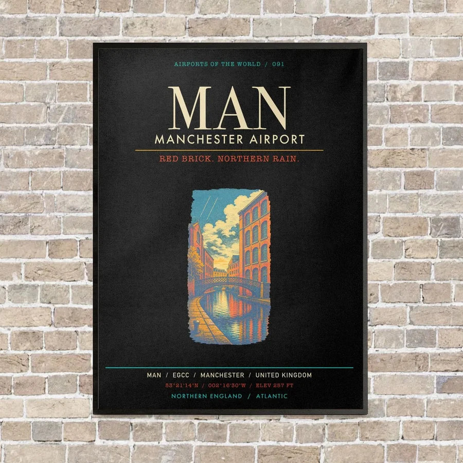 Manchester Airport MAN - Canvas Framed - Black