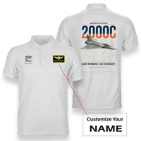 Thumbnail for Dassault Mirage 2000C RDI design on white+name double-side polo t-shirt, double-side print