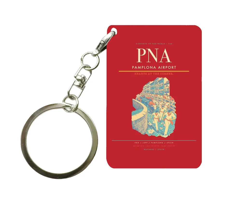 Pamplona Airport (PNA) design on red key chain