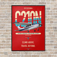 Thumbnail for Cessna T210N Centurion vertical canvas print - framed - red background