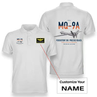 Thumbnail for MQ-9A Reaper design on white+name double-side polo t-shirt, double-side print