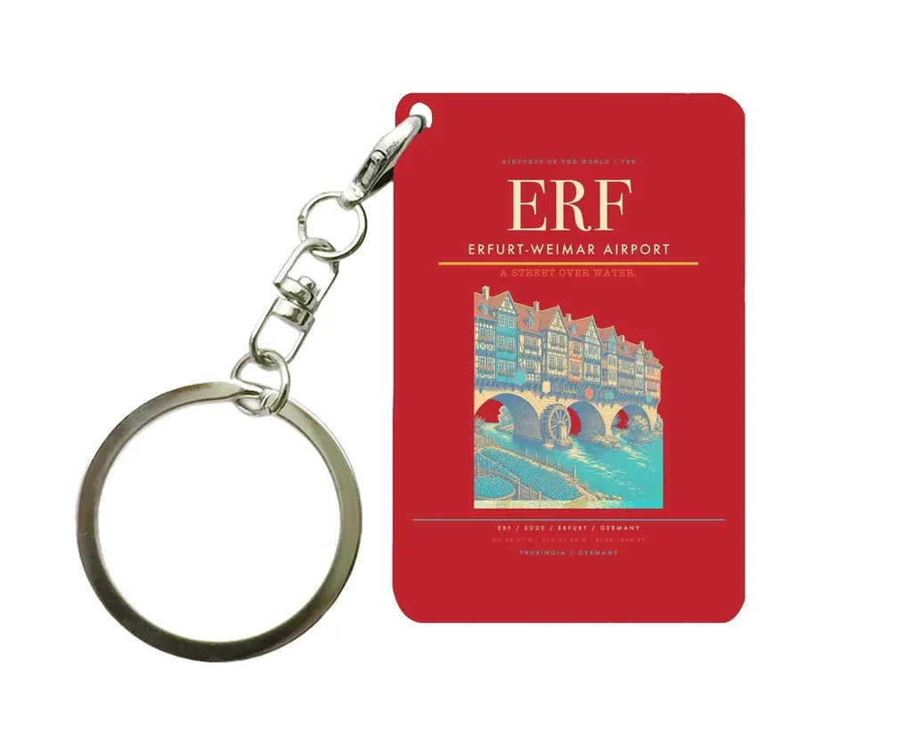 Erfurt-Weimar Airport (ERF) design on red key chain