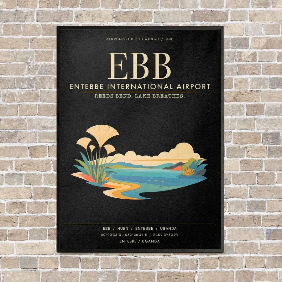 Entebbe International Airport EBB - Canvas Framed - Black