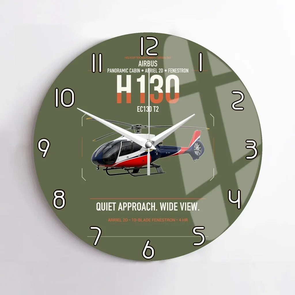 Airbus H130 design on green army no frame wall clock