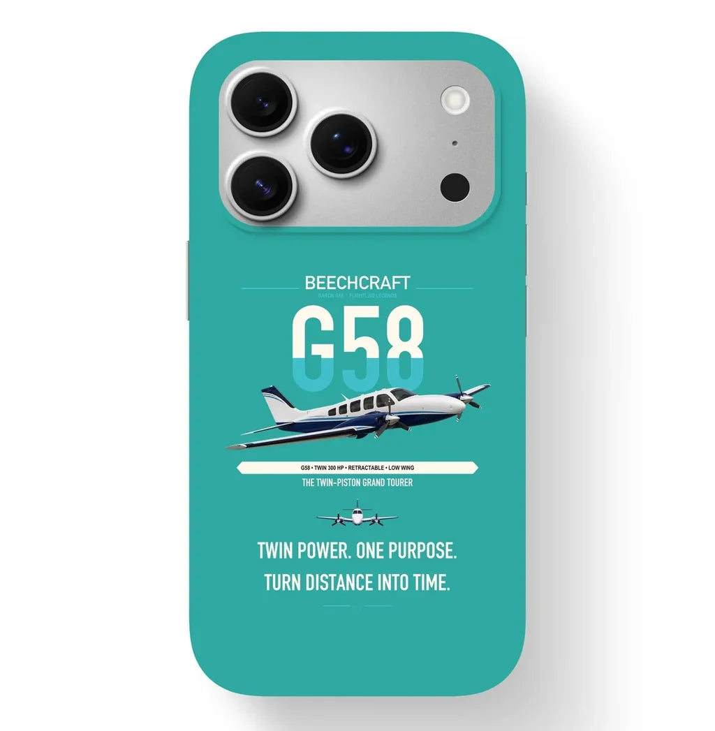 Beechcraft Baron G58 design on turquoise magsafe iphone case, for iPhone 17 Pro